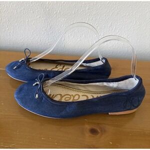 Sam Edelman Felicia Ballet Flats Dark Blue Denim With SE Charms Size-8M Comfy